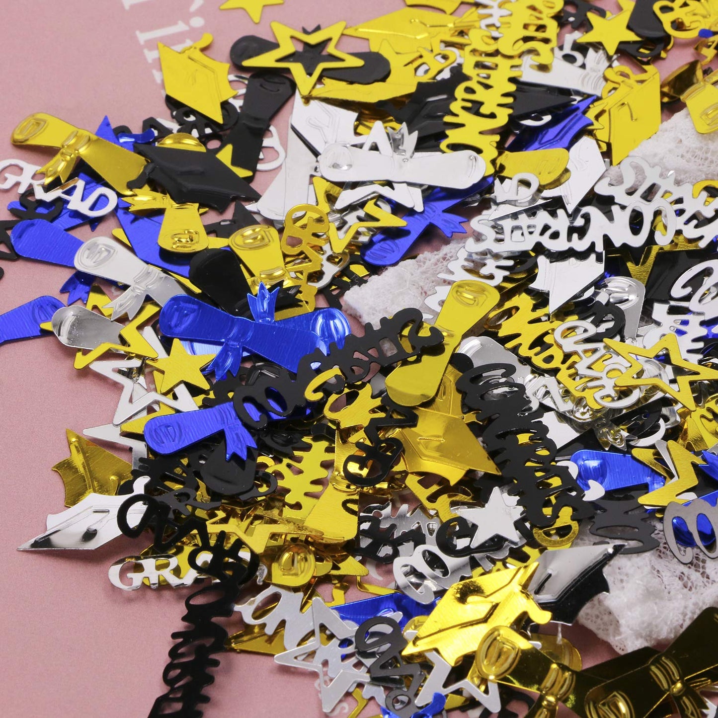 Penta Angel 3Pack 2022 Graduation Table Confetti Gold Blue Silver Black Congrats Grad Diploma Hat Star Confetti for Graduate Par