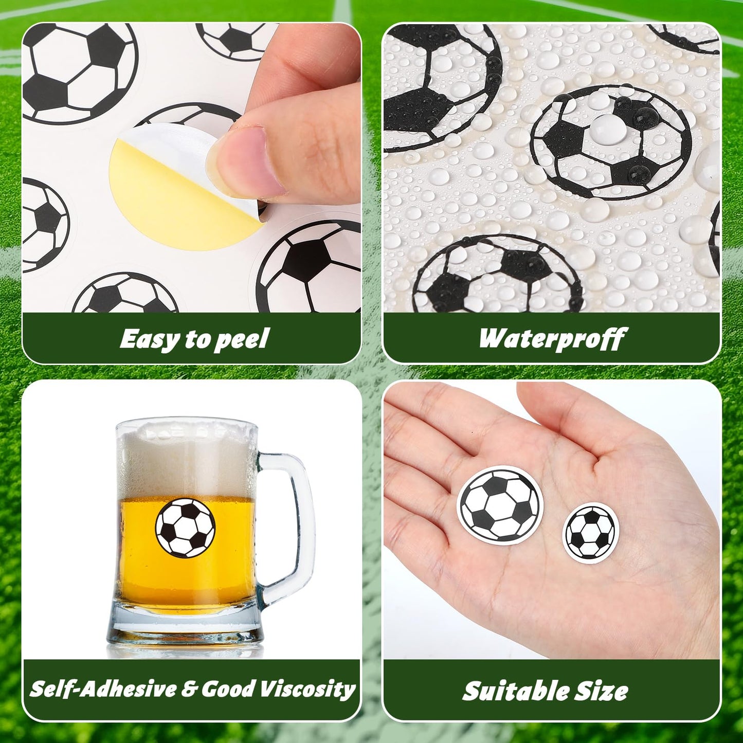 JUMELON 512 Pcs Sports Stickers for Kids - Water-Repellent, Self-Adhesive Soccer Ball Stickers for Water Bottles, Scrapbooks, Sp