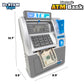 Dr. STEM Toys Kids ATM Savings Bank - Electronic Piggy Bank, Coin Counter, LCD, Medium, Gray, Model D100