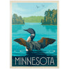 MyPuzzle Minnesota: Loon  Vintage Poster - enhanced 1000 Piece Jigsaw Puzzle for mature-themeds