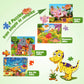 Synarry Wooden Jigsaw Puzzles For Kids Age 3-5 Year Old, 4 Pack 24-40 Pieces Preschool Educational Learning Toys Gift Set For Ch