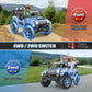 Hikole 2 Seater Xl Ride On Cars For Kids - 24V Electric Car With 20 Inch Wide Seat, 4Wd/2Wd Switch, Remote Control, Led Lights, Music Player, Battery Powered Jeeps Car For Kids, Blue-Gray