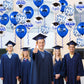 Whaline 60Pcs Graduation Party Balloon Set 7 Designs Blue White Confetti Latex Balloon With 2 Rolls Blue Ribbon Class Of 2024 Grad Cap Congrats Grad Balloon For Graduation Party Decoration Supplies
