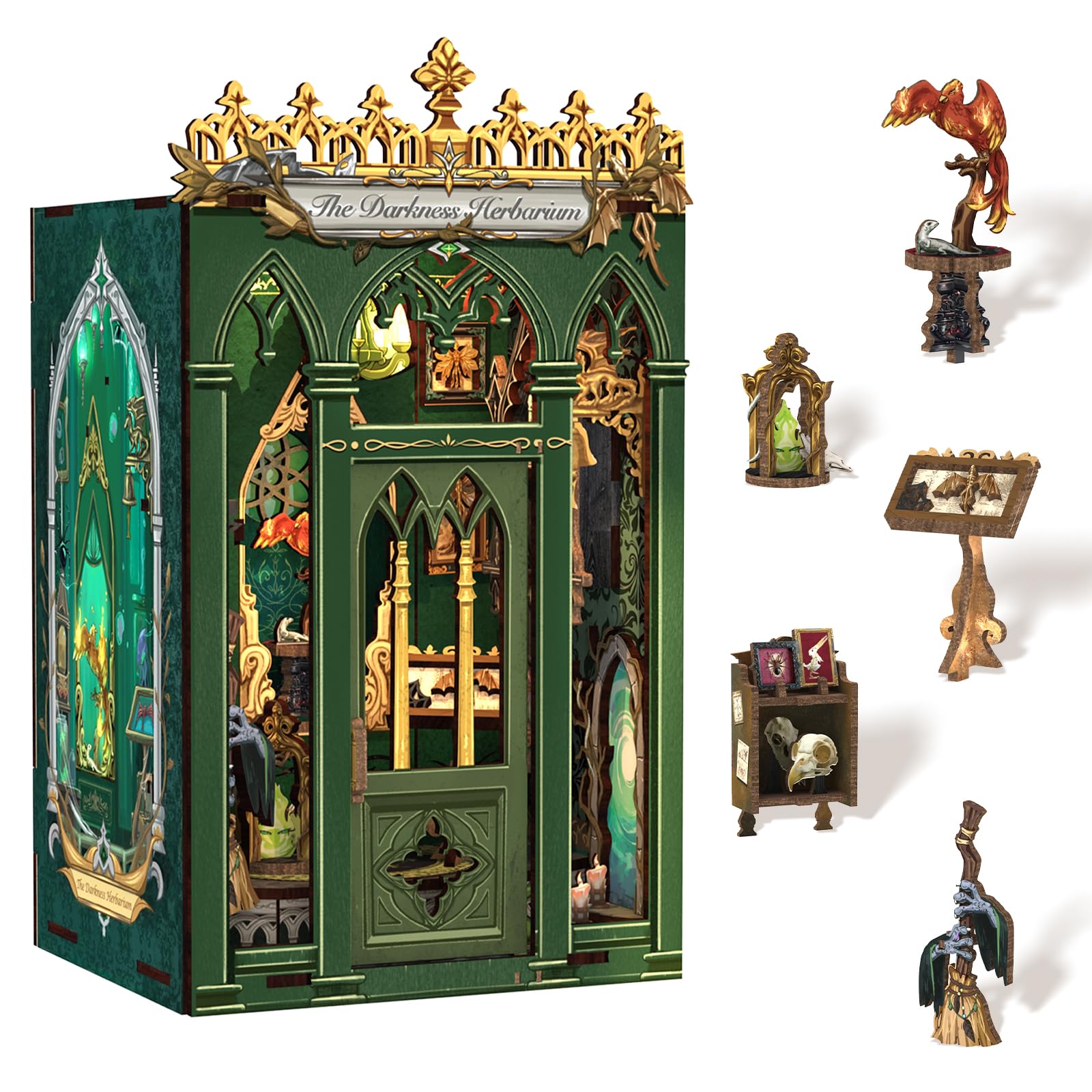 CUTEBEE Book Nook Kit  DIY Miniature House Kits for mature-themed and Teens  Dollhouse Mini Booknook Magic House Bookshelf  DIY Craft Gifts for Family and Friends(The Darkness Herbarium)