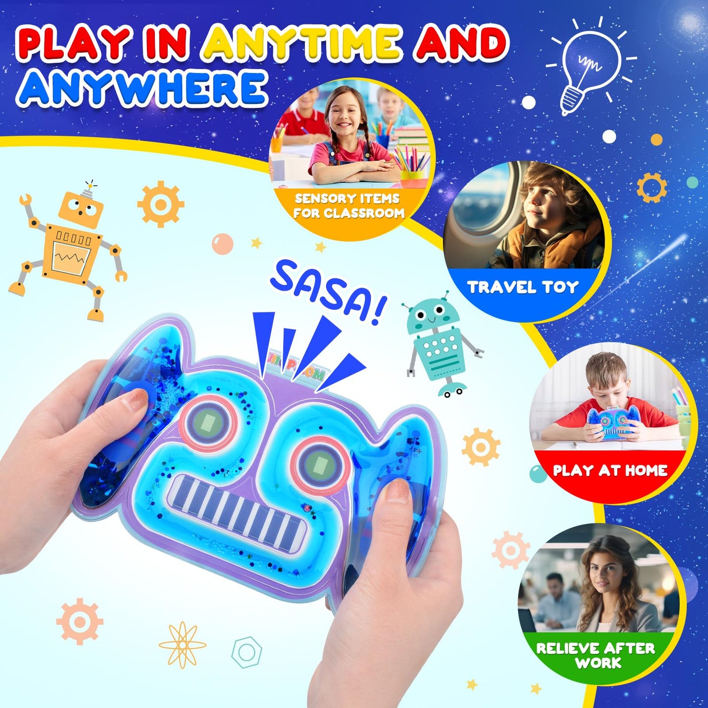 Uiiopjiom 2Pc Autism Sensory Toys Easter Basket Stuffers For Boys, Adhd Autistic Airplane Travel Toys, Cool Squishy Robot Fidget