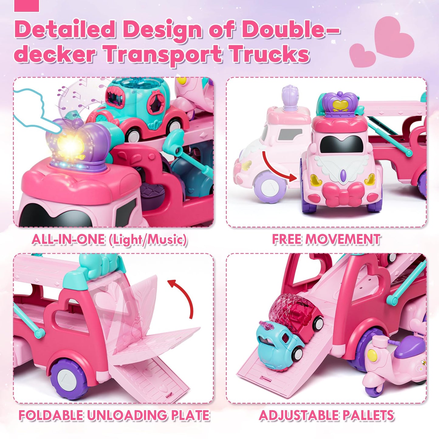 Lehoo Castle Princess Toys for 2 Year Old Girl, Girl Cars for Toddlers 1-3 with Lights & Music, Friction Powered Toddler Girl To