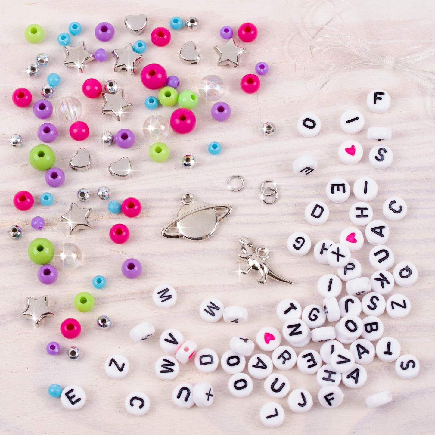 Make It Real: Block ‘N Rock Bracelets Kit - Create 4 Unique Letter Charm Bracelets, 147 Pieces, Includes Play Tray, All-In-One, Diy Bead Jewelry Kit, Tweens & Girls, Arts & Crafts, Kids Ages 8+