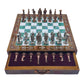 15 Handmade Chess Set With British Army Metal Chess Pieces, Luxury Storage Chess Board, For All Ages, Ideal For Father, (Green)