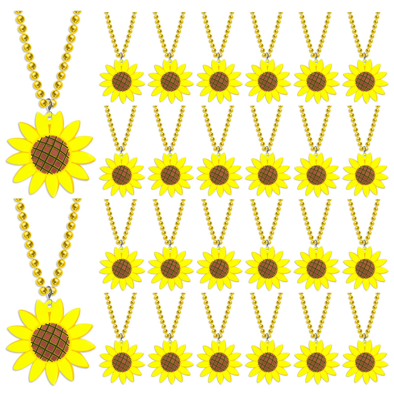 KeeStar 24 Pack Sunflower Necklace Party Favors for You are My Sunshine Themed Baby Shower, Friendship Party, Birthday, School C