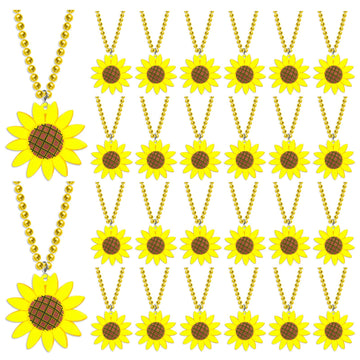 KeeStar 24 Pack Sunflower Necklace Party Favors for You are My Sunshine Themed Baby Shower, Friendship Party, Birthday, School C