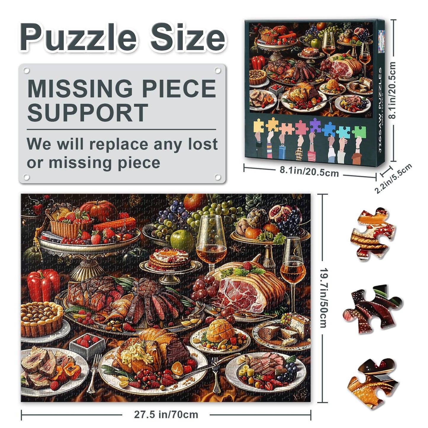 Jigsaw Puzzles 1000 Pieces for mature-themeds  Lavish Feast of Delectable Dishes 1000 Piece Jigsaw Puzzle  mature-themed Jigsaw Puzzles  Educational Toy Finished Size 19.5 x 27.5 Inch