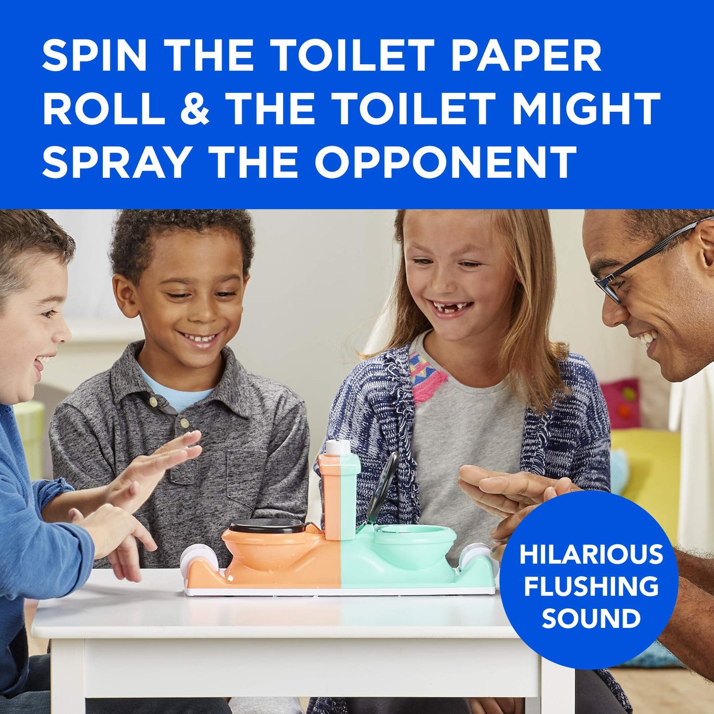 Hasbro Gaming Toilet Trouble Flushdown Game for Kids, Water Spray, Ages 4+, Plastic, Original Color, Model E3257