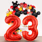 Lebery Mouse Number 3 Balloon 40 Inch Red Number 3 Balloon Mini Mouse Head Balloons For 3Rd Birthday Party, Black Red Large Numeral Foil Balloons For Baby Shower Anniversary Supplies Decorations