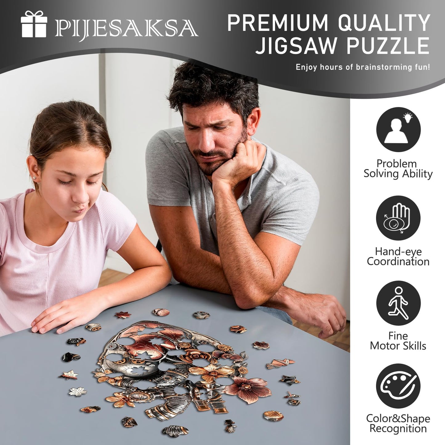 Wooden Puzzles for mature-themeds  Mechanical Heart Wooden Jigsaw Puzzle  Unique Shaped Wood Puzzles mature-themed  Fun Gifts for Mother's Day  Heart Puzzle Home Decor (M-12 * 9.6in 155 Pieces)