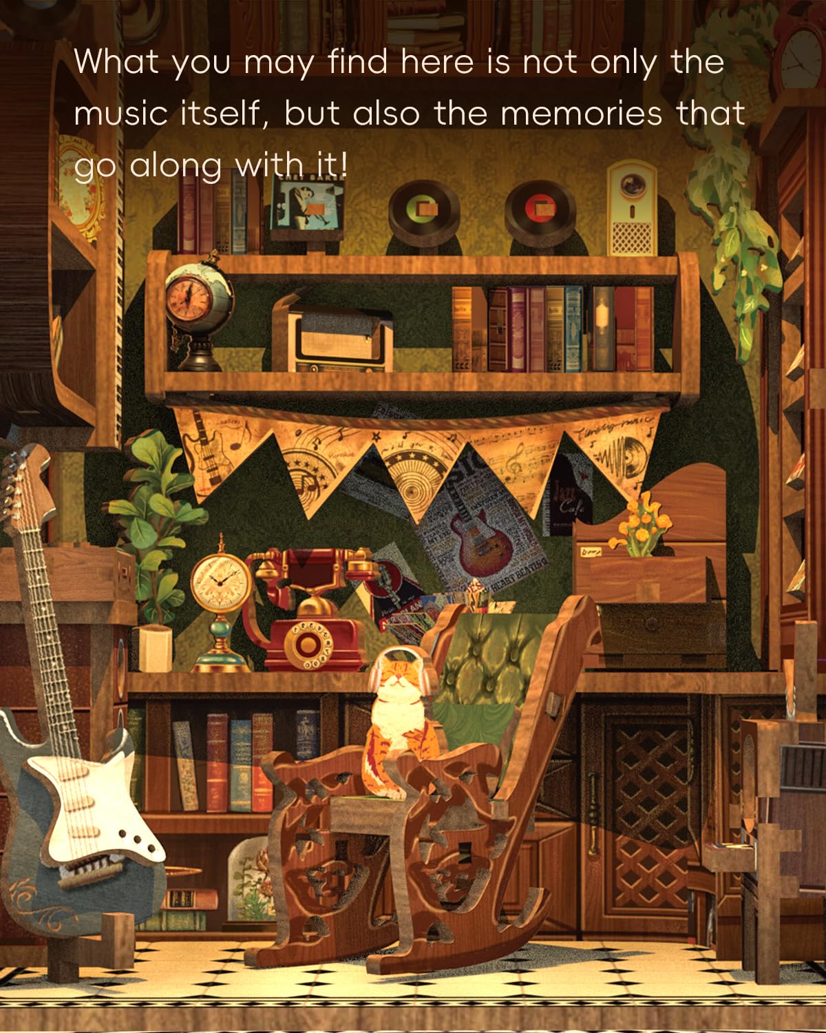 CUTEBEE Book Nook Kit - DIY Miniature House Dollhouse Kit for mature-themed and Teens  Booknook Bookshelf Decor Alley Model Build with LED Light  Gifts for Family and Friends (Memories Music Bookshop)