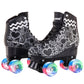 Skate Gear Extra Support Quad Roller Skates For Kids And Adults (Graphic Black W Led, Youth 1)