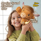 Music Highland Cow Brown Stuffed Animals For Kids, Farm Cow Plush Toy For Anxiety With Mooing Sound, Soft Cuddly Plushie Toys Gi