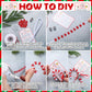 JellyArch Candy Cane Ornament Craft Kit - 24 Sets, 696 Beads, Red, Small, DIY Christmas Gift, Model MEG-JellyArch-1009