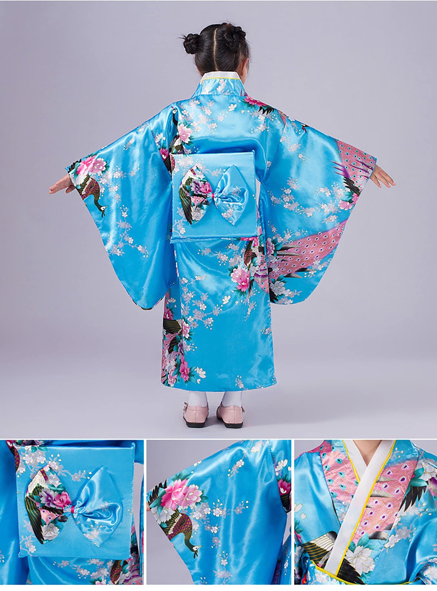 CRFASIBE Japanese Traditional Dress Kimono Robe for Kids Girls Yukata Kimono Anime Cosplay Robe
