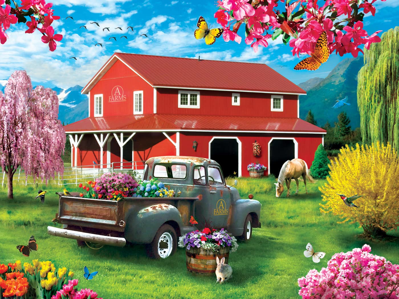 Masterpieces 750 Piece Jigsaw Puzzle For Adults, Family, Or Youth - A Farm'S Alive - 18'X24'