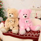 Morismos Giant Teddy Bear Stuffed Animals, Soft Big Mommy And Baby Bear, Pink Stuffed Bear For Girls On Baby Shower Valentine Christmas Birthday, 39 Inch