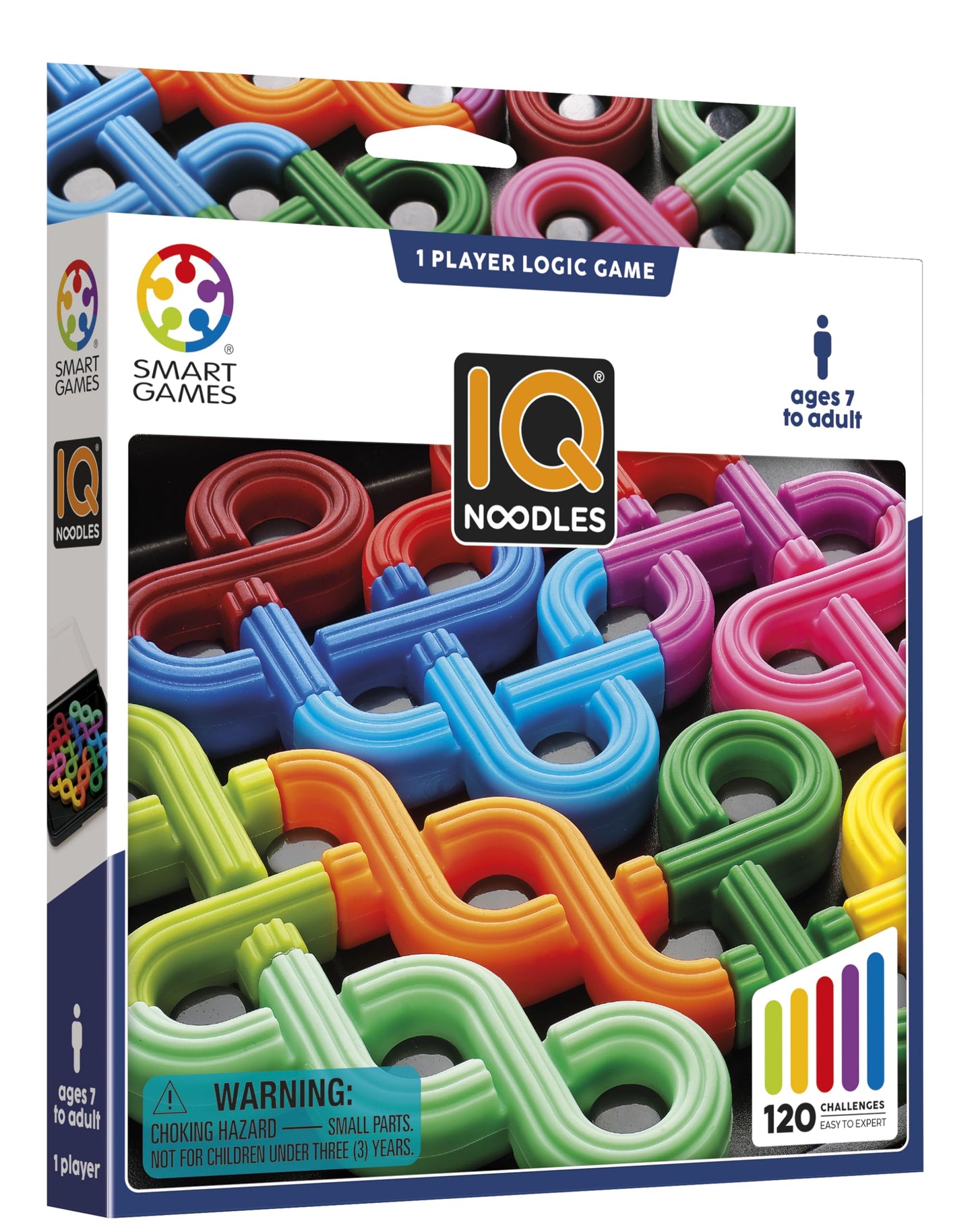SmartGames IQ Noodles - A Travel Friendly Logic Puzzle for Ages 7 - mature-themed with 120 Challenges and 2 Play Modes!