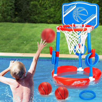 Pool Basketball Hoop, 2-In-1 Poolside Floating Pool Basketball Game, Swimming Pool Games For Kids Adults Indoor Outdoor Play, Wa