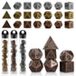 10mm Mini DND Metal Dice Set,3 Sets Antique Copper D&D Dice Set-Micro Polyhedral Dice Set,Perfect in Clear Display Tube for DND