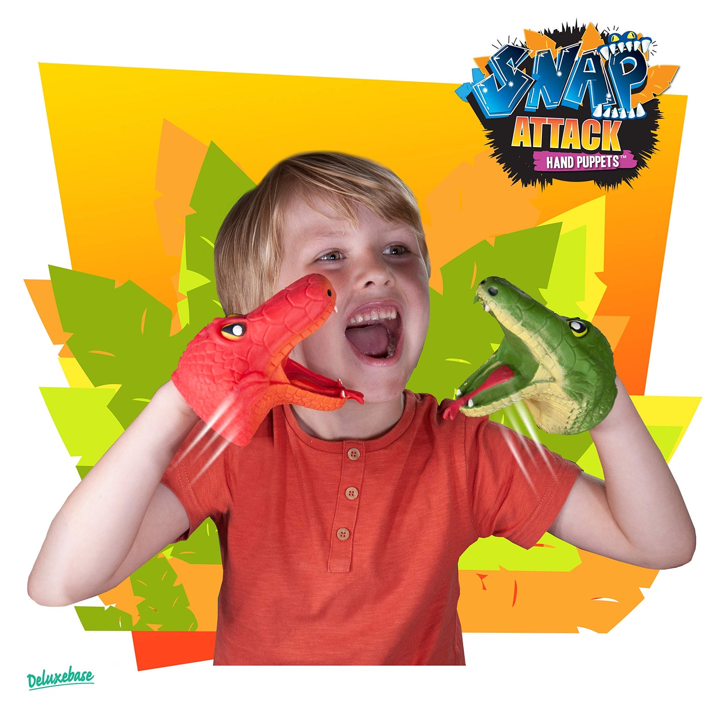 Snap Attack - Snake From Deluxebase, Stretchy Hand Puppets With Movable Mouth For Kids, Interactive Animal Puppet Toy For Imagin