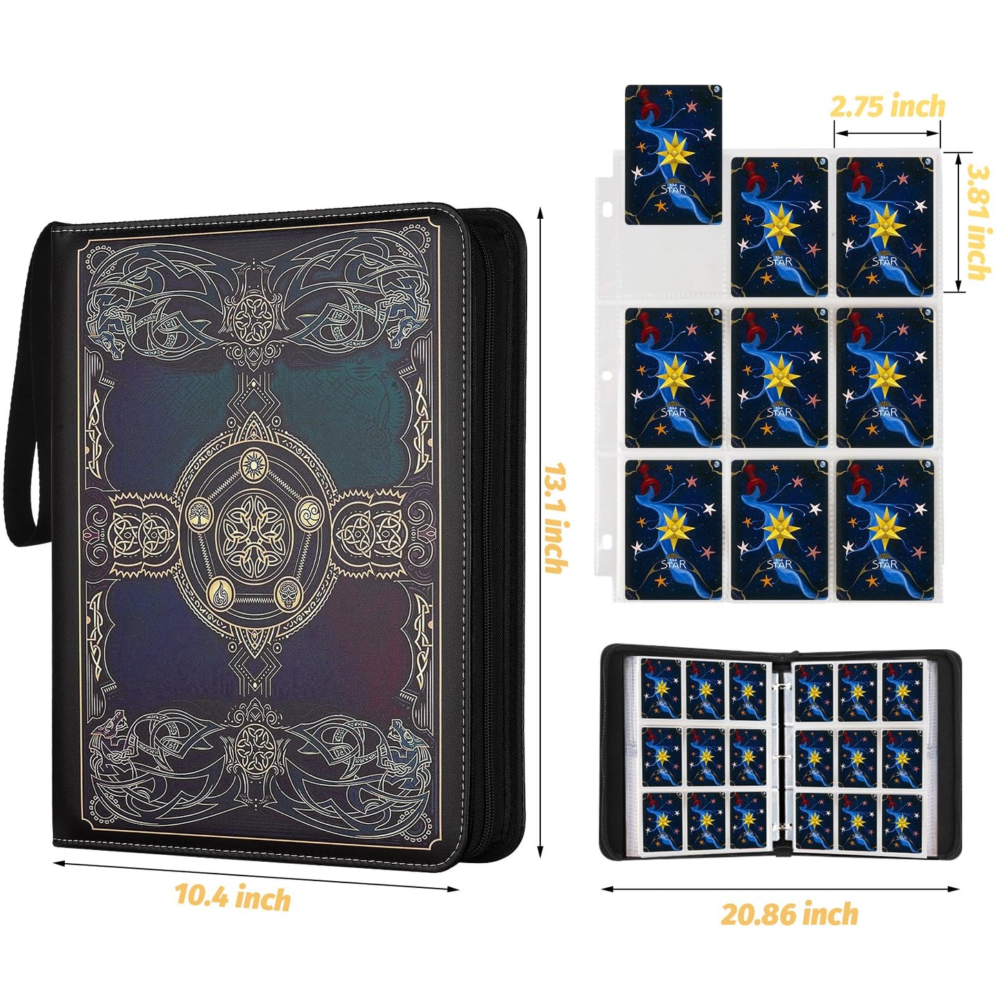 Card Binder for MTG Cards  enhanced 9 Pocket Card Binder for Trading Cards  720 Double Sided Pocket Collector Card Album for Standard Cards Card Collection Folder for YGO/PTCG/Game Cards (Black Purple)