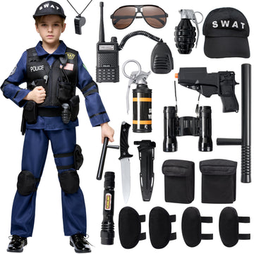 Spooktacular Creations Police SWAT Costume for Kids, X-Large (12-14 yrs), Blue, Polyester, Perfect for Halloween and Themed Parties