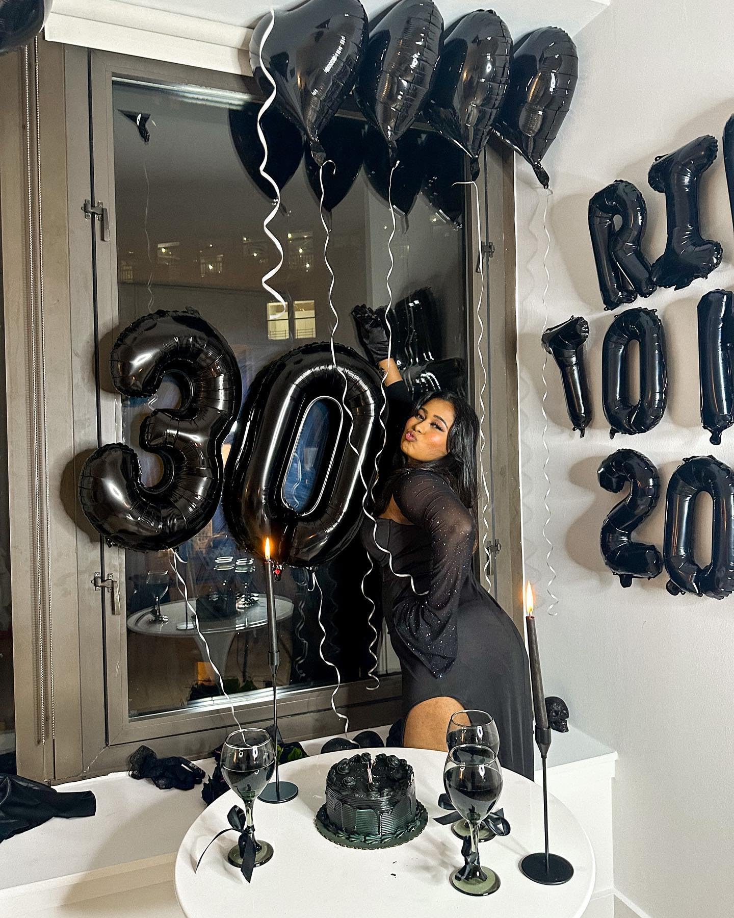 IWERP Black Mylar Foil Number 40 Balloons, 40 Inch for 40th Birthday and Anniversary Decorations