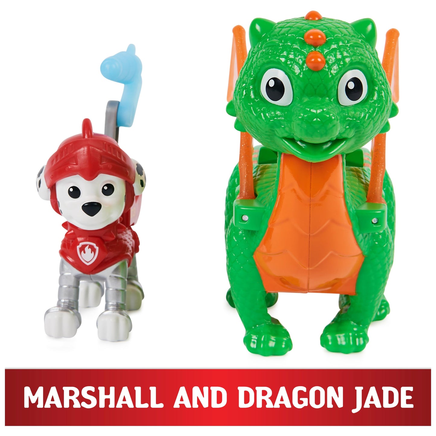 Paw Patrol  Rescue Knights Marshall and Dragon Jade Action Figures Set  Kids Toys for Ages 3 and up