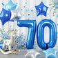 40 Inch Number 70 Balloons For Men, Dark Metallic Blue Large 70Th Birthday Balloon Decor, Silver Light Royal Sky Teal Blue Self