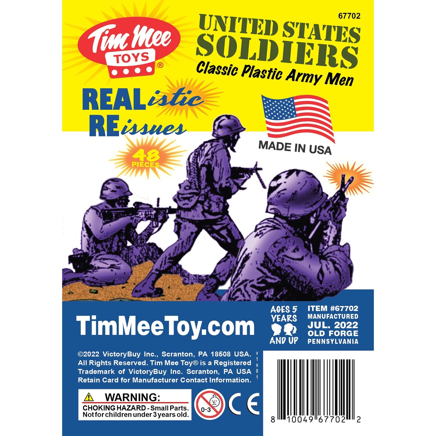 Tim Mee Toy Plastic Army Men - 48pc Purple Toy Soldier Figures - Made in USA, Model TM-67702