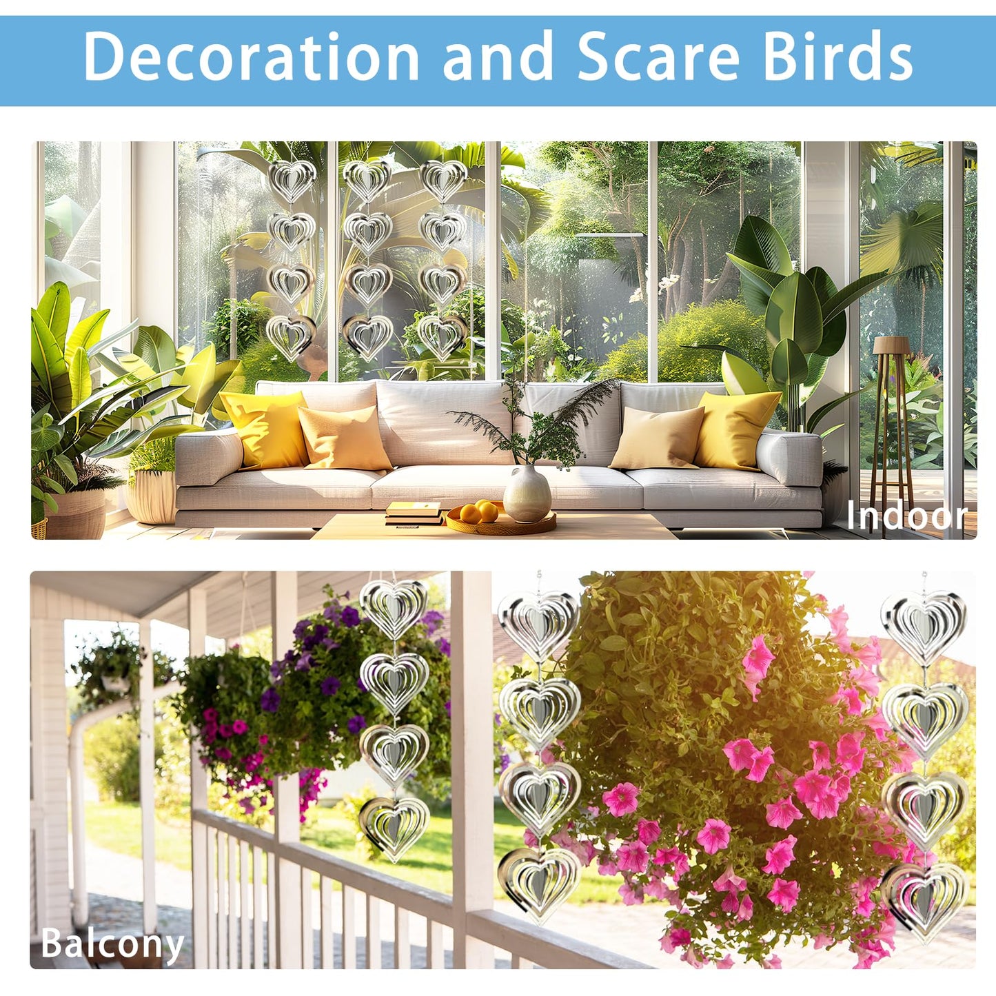 Bird Scare Discs Set-Highly Reflective Wind Spinners Outdoor Garden Deco,12 Pcs Bird Reflectors Bird Devices To Scare Birds Away
