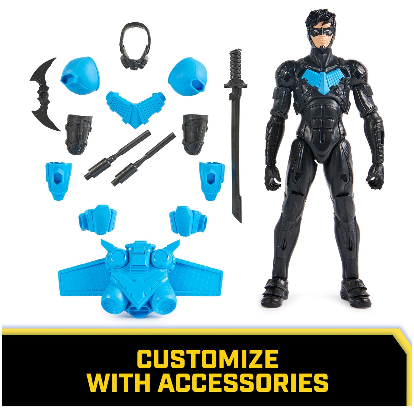 DC Comics  Batman Adventures  Nightwing Action Figure  15 protective covering Accessories  17 Points of Articulation  12-inch  Super Hero Kids Toy for Boys & Girls