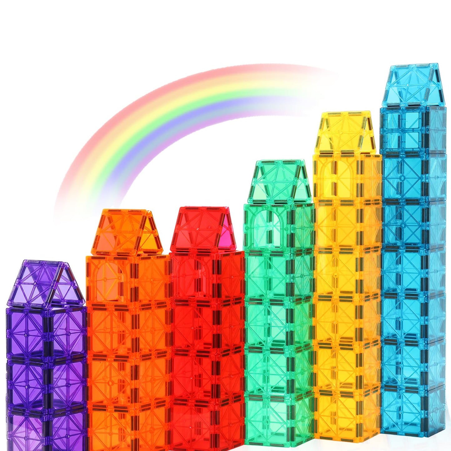 Gemmicc Magnetic Tiles, Magnet Toys Building Blocks For Kids, Stem Approved Educational Toys,Magnet Puzzles Stacking Blocks For Boys Girls,72 Pcs Advanced Set