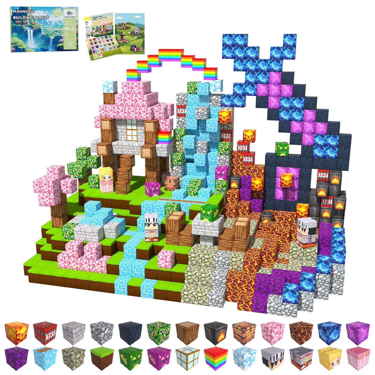 150Pcs Magnetic Blocks, Magnetic Building Blocks, Magnet Blocks For Kids Age 3-5 4-8 8-12, Stem Sensory Educational Magnet Stack