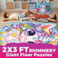 Quokka Glitter Floor Puzzles For Kids Ages 3-5 - 2X3 Ft 48 Pcs Puzzles For Toddlers 2-4 - Shaped Large Giant Educational Toddler Puzzles Ages 24+ Months - Unicorn Toy Activity Game For Boys And Girls