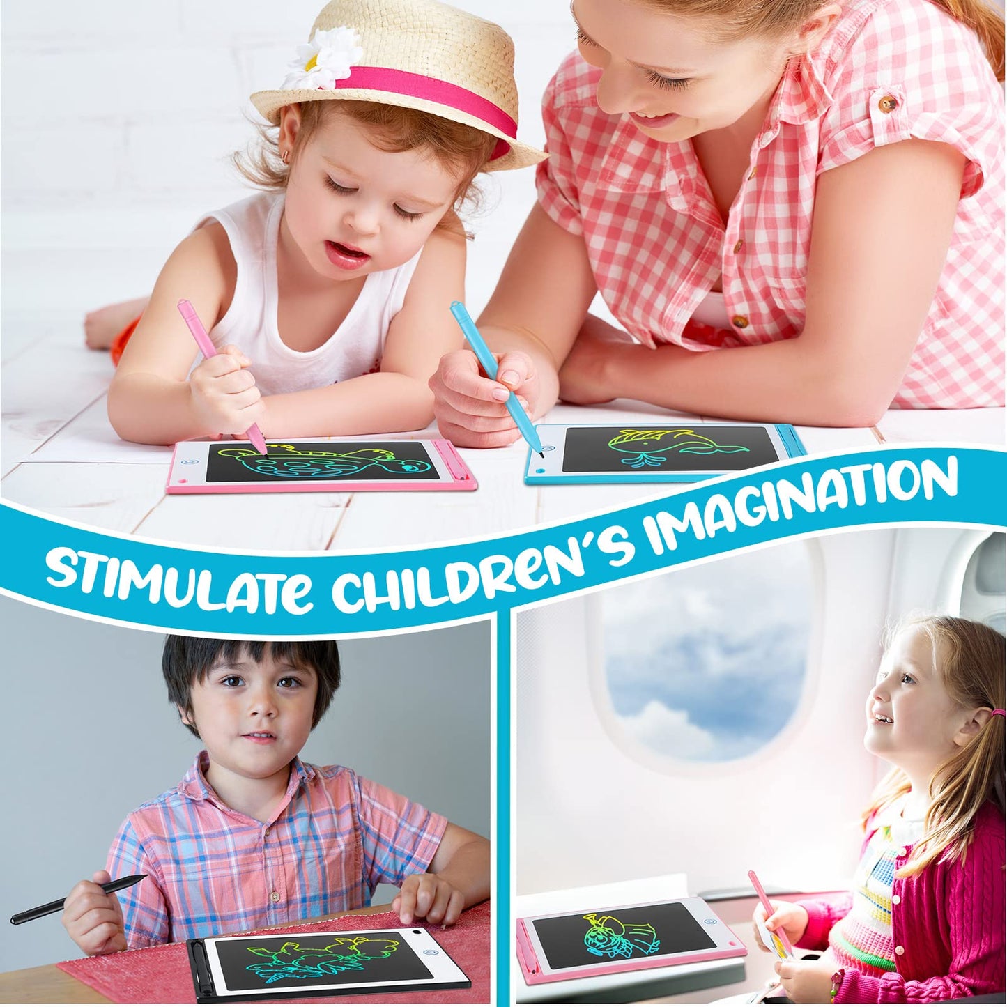 Epakh 16 PCS LCD Writing Tablet for Kids - 8.5 Inch Reusable Writing Board Drawing Doodle Pad Gift for Girl & Boy, Toddlers, Bac