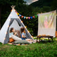Senodeer Teepee Tent For Kids Indoor - Kids Tee Pee Tent With Light & Flag, Cotton Foldable Toddler Teepee Outdoor, Sleepover Pa