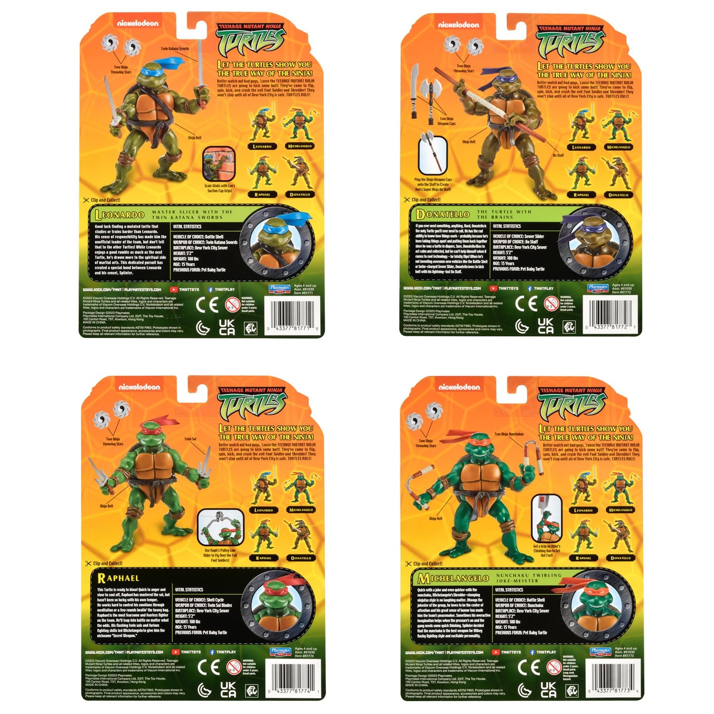 Teenage Mutant Ninja Turtles: Classic 4 2003 Turtles 4-Pack Figure Bundle