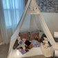 Betterhood 7' Large Teepee Tent For Adults, Play Tent With Carry Bag, 5 Sides Canvas Kids Teepee Tent Indoor & Outdoor Tents For Party, Wedding, Photo Prop, White