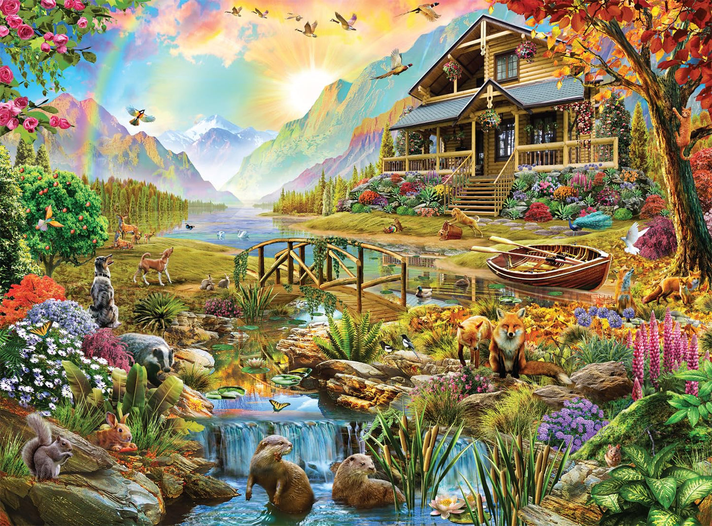 Buffalo Games 1000 Piece Jigsaw Puzzle - Paradise in The Country - Large Multicolor Cardboard - Model 1450