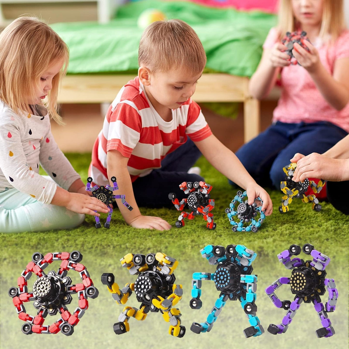 Gokeey Easter Baskets Stuffers Bulk Gifts Trasransformable Fidget Spinners 8 Pcs For Kids And Adults Stress Relief Sensory Toys For Boys And Girls Fingertip Gyros Party Favors Sensory Fidget Toys