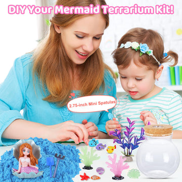 Kids Mermaid Terrarium Crafts Kit, Remote Control 13-In-1 Led Night Light Up Color, Mermaid Birthday Gifts Toys For Girls, Diy M