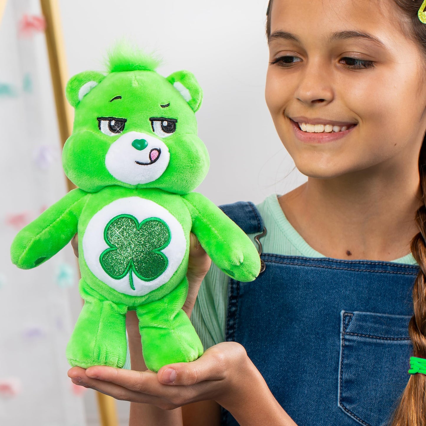 Care Bears 9" Bean Plush - Good Luck Bear, Soft Polyester, Multicolor, Model 22485