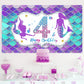 Mermaid 4Th Birthday Banner Decorations For Girls, Little Mermaid Themed Happy 4 Year Old Birthday Background Party Supplies, Un