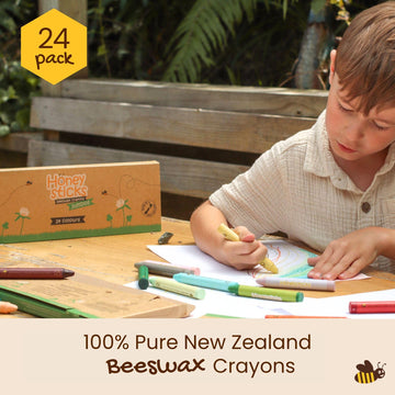 Honeysticks Jumbo Crayons (24 Pack) - 100% Pure Beeswax Crayons - Non Toxic Crayons For Kids - Large Crayons, Easy To Hold And Use, Unbreakable, Eco Friendly, Preschool Art Supplies, For Kids 2-4, 4-8